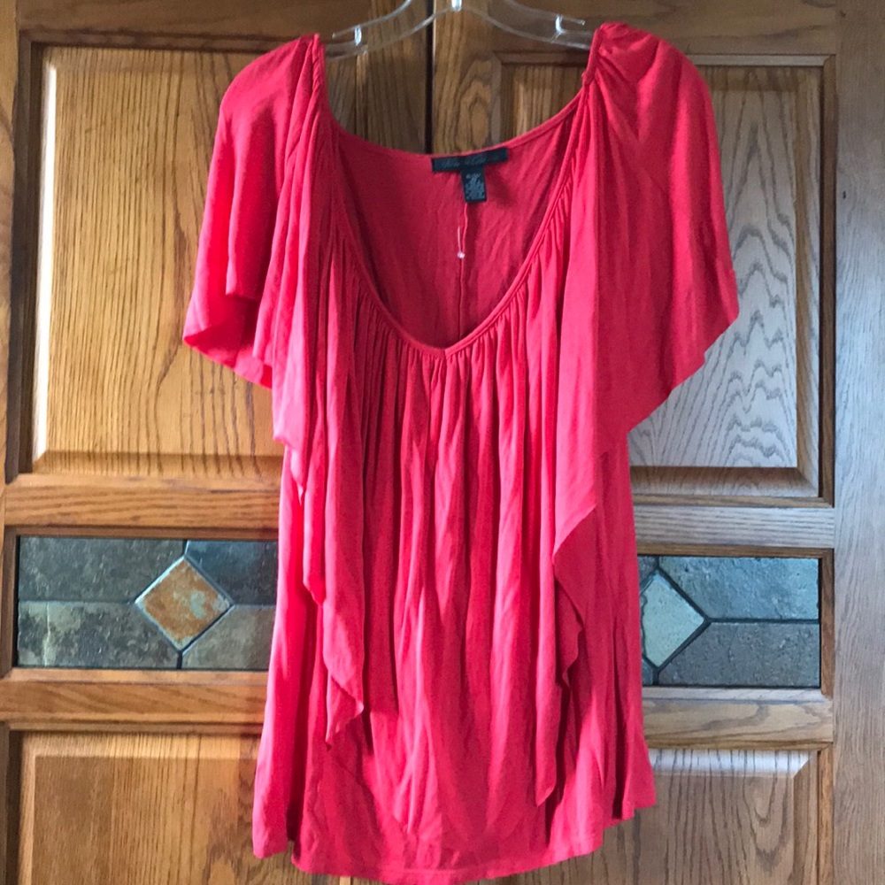 Bright coral V-neck